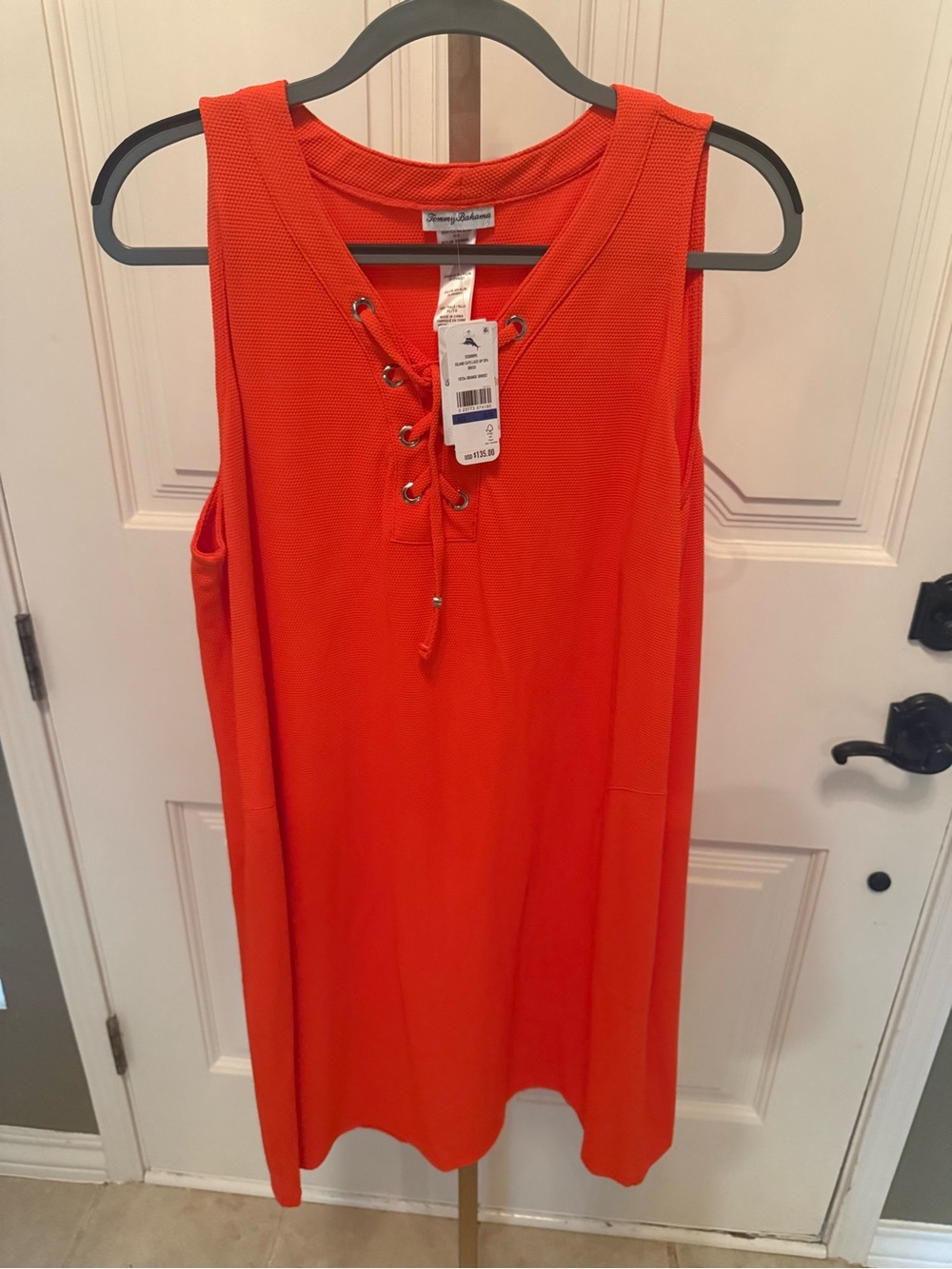 Tommy Bahama Orange Lace-Up Sleeveless Tank Dress